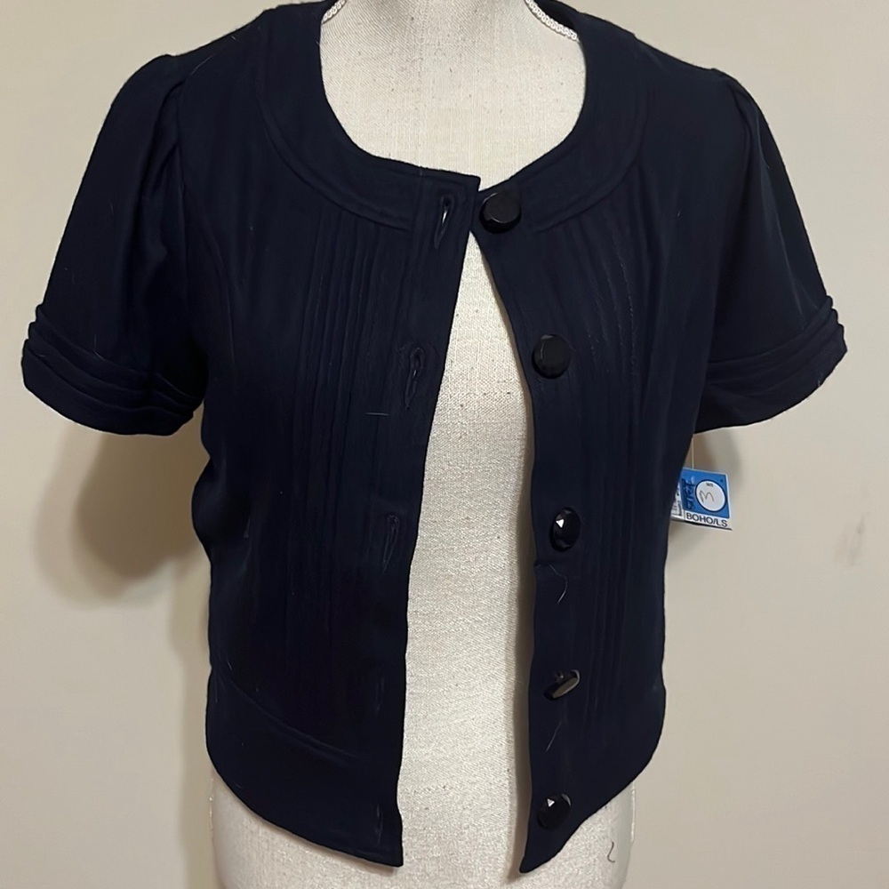 Love Stitch black boho crop jacket, sz medium